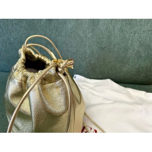 Valentino VLOGO POUF METALLIC LEATHER BUCKET BAG Bags