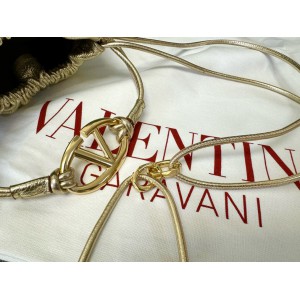 Valentino VLOGO POUF METALLIC LEATHER BUCKET BAG Bags