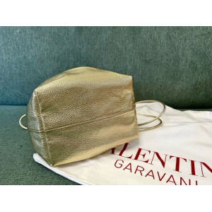 Valentino VLOGO POUF METALLIC LEATHER BUCKET BAG Bags