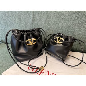 Valentino VLOGO POUF METALLIC LEATHER BUCKET BAG Bags
