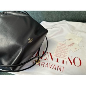 Valentino VLOGO POUF METALLIC LEATHER BUCKET BAG Bags