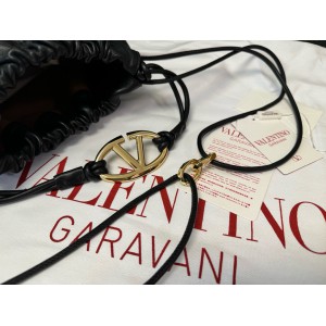 Valentino VLOGO POUF METALLIC LEATHER BUCKET BAG Bags