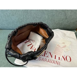 Valentino VLOGO POUF METALLIC LEATHER BUCKET BAG Bags