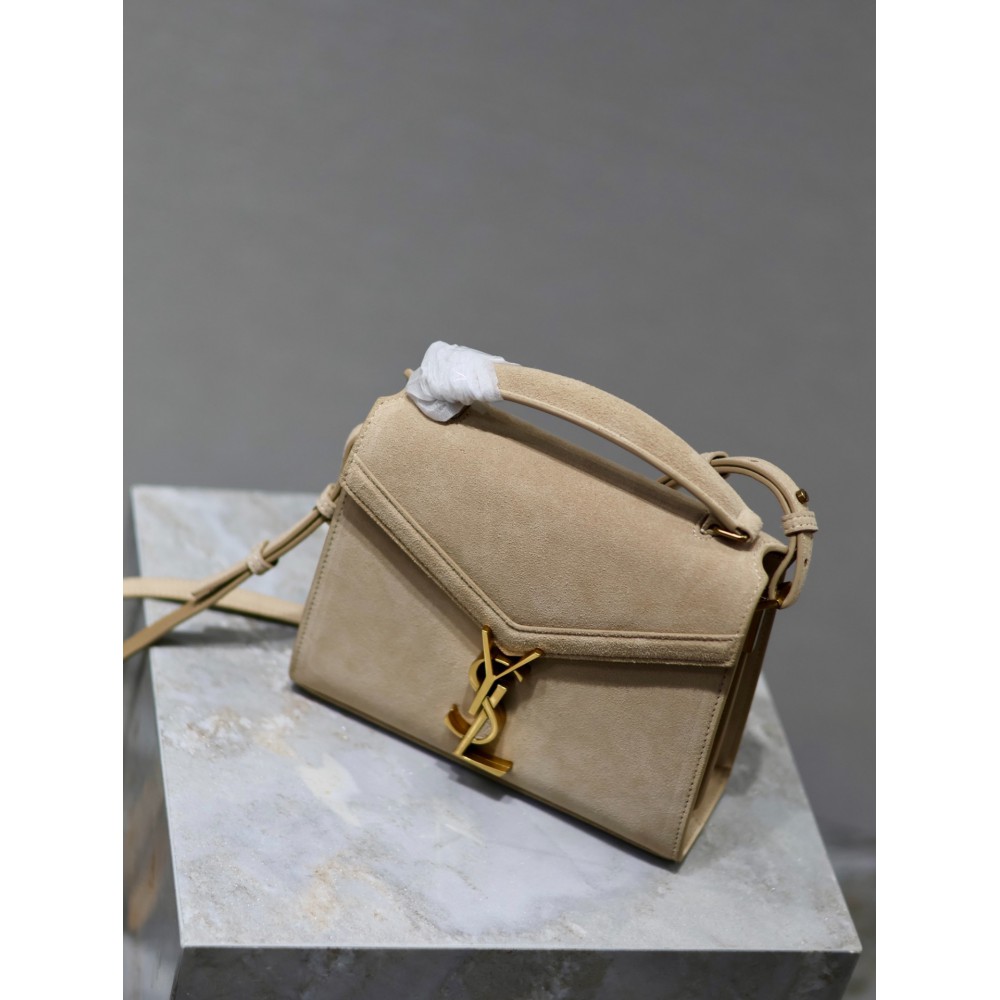 Ysl Cassandra MiniTop-Handle Crossbody Bag in Suede 20×16x7.5cm Bags