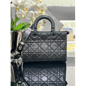 Dior Lady D-Sire bag Black Macrocannage Crinkled Calfskin 30 x 20 x 13 cm Bags
