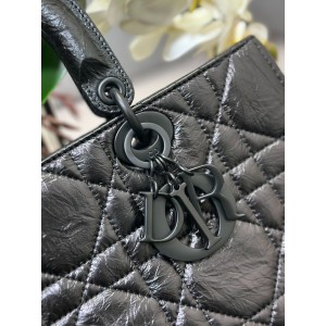 Dior Lady D-Sire bag Black Macrocannage Crinkled Calfskin 30 x 20 x 13 cm Bags