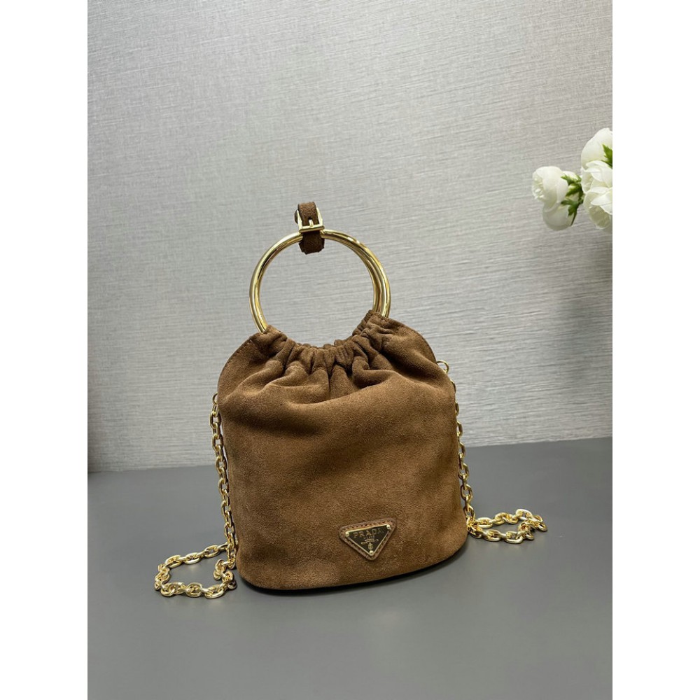 Prada cinammon suede bucket 15x19x8 Bags