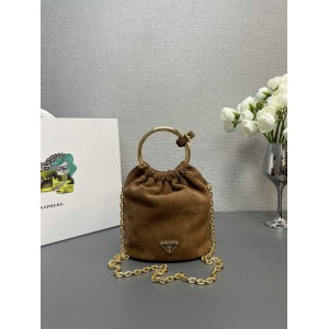 Prada cinammon suede bucket 15x19x8 Bags