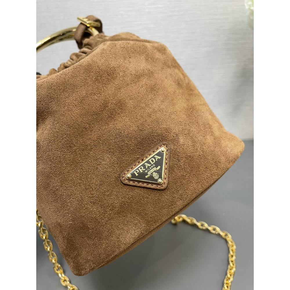 Prada cinammon suede bucket 15x19x8 Bags