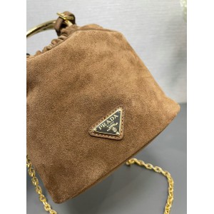 Prada cinammon suede bucket 15x19x8 Bags