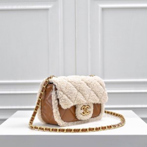 Chanel classic flap bag shearling 12x18x6cm Bags