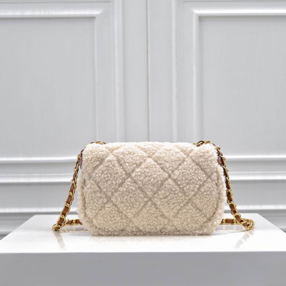 Chanel classic flap bag shearling 12x18x6cm Bags