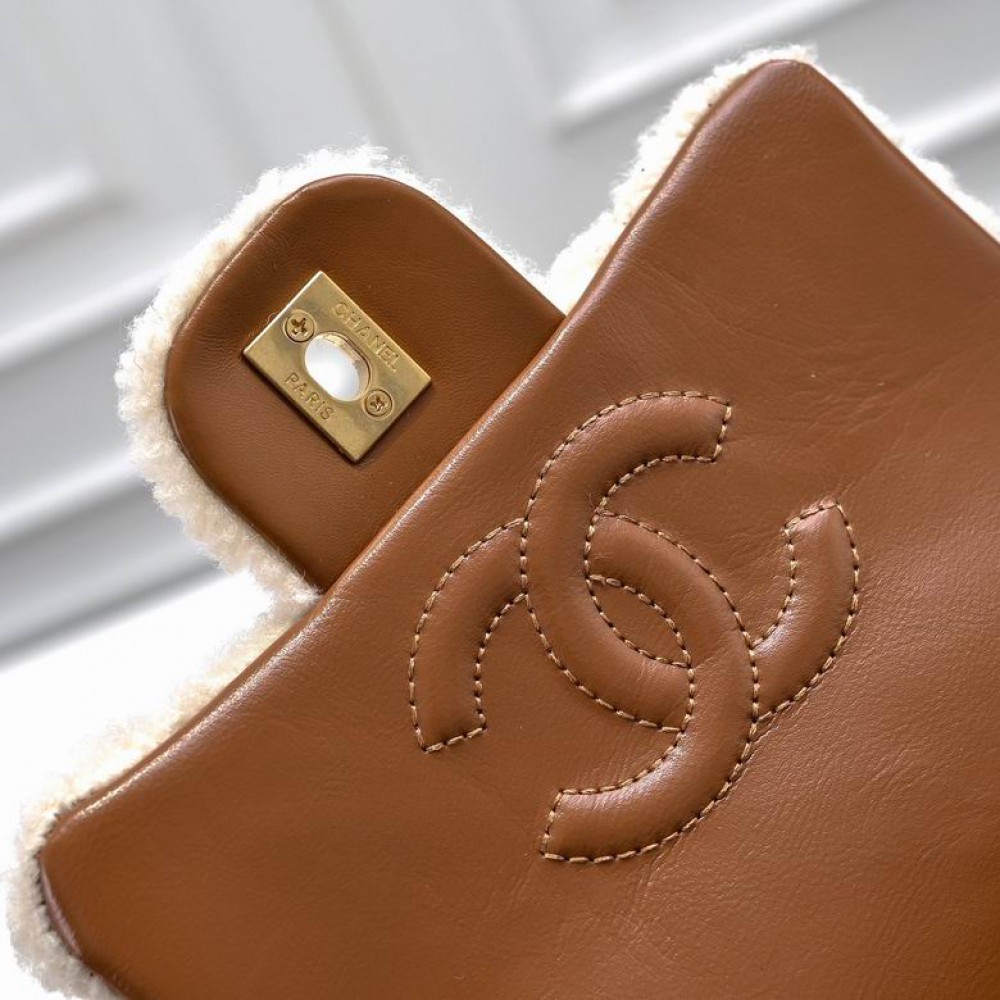Chanel classic flap bag shearling 12x18x6cm Bags