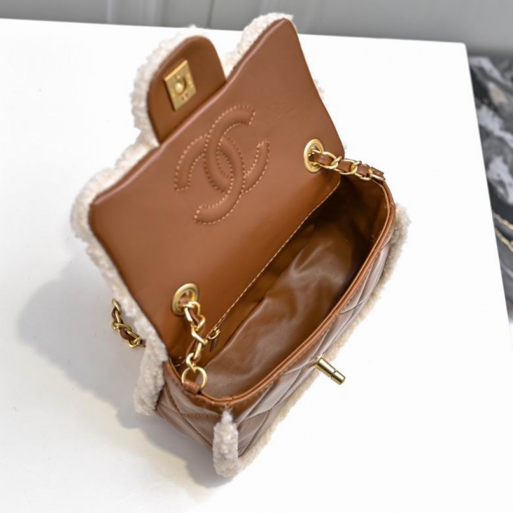 Chanel classic flap bag shearling 12x18x6cm Bags