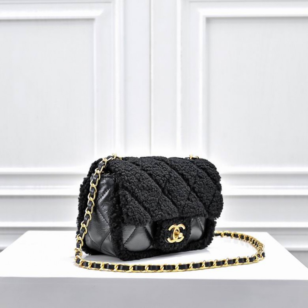Chanel classic flap bag shearling 12x18x6cm Bags