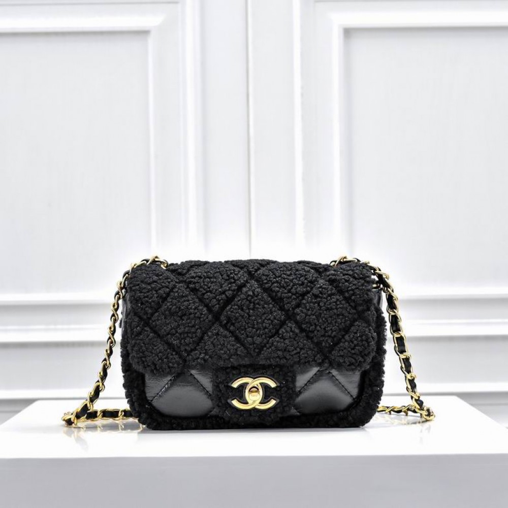 Chanel classic flap bag shearling 12x18x6cm Bags