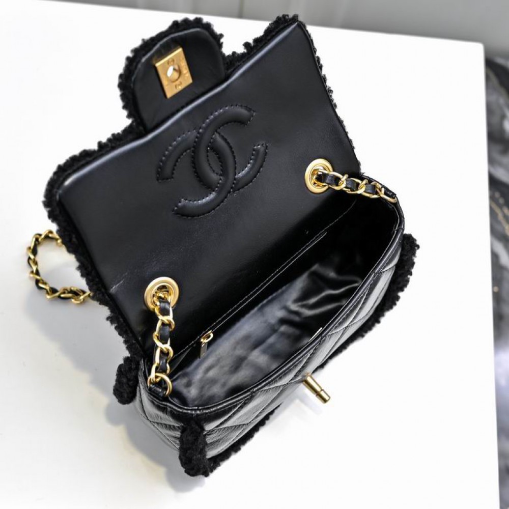 Chanel classic flap bag shearling 12x18x6cm Bags