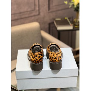 Prada Leopard Calf Hair Triangle Loafers 35-44 Shoes