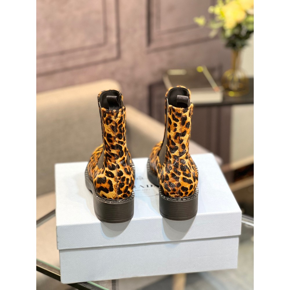 Prada leopard Printed leather Chelsea boots 35-44 Shoes