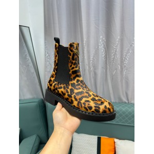 Prada leopard Printed leather Chelsea boots 35-44 Shoes