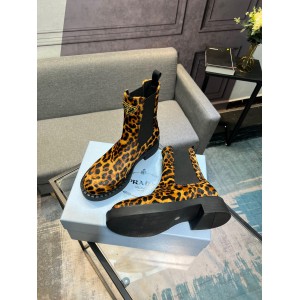 Prada leopard Printed leather Chelsea boots 35-44 Shoes