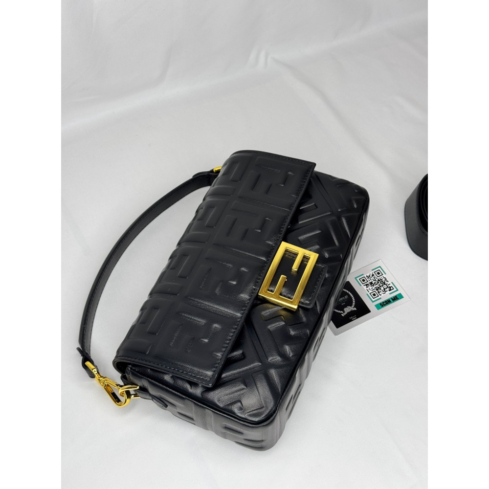 Fendi Baguette 26x5x15cm black leather Προσφορές