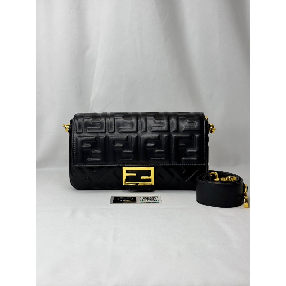 Fendi Baguette 26x5x15cm black leather Προσφορές