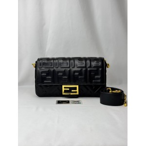Fendi Baguette 26x5x15cm black leather Προσφορές