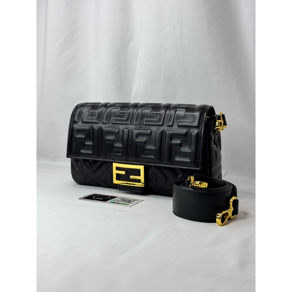 Fendi Baguette 26x5x15cm black leather Προσφορές