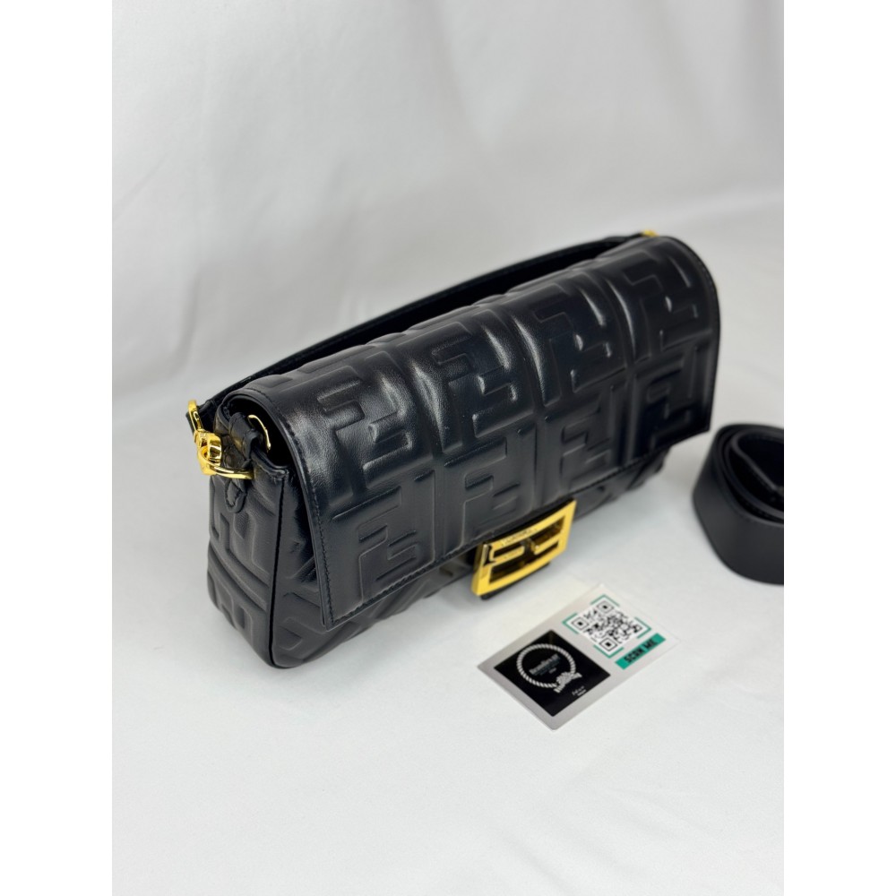 Fendi Baguette 26x5x15cm black leather Προσφορές