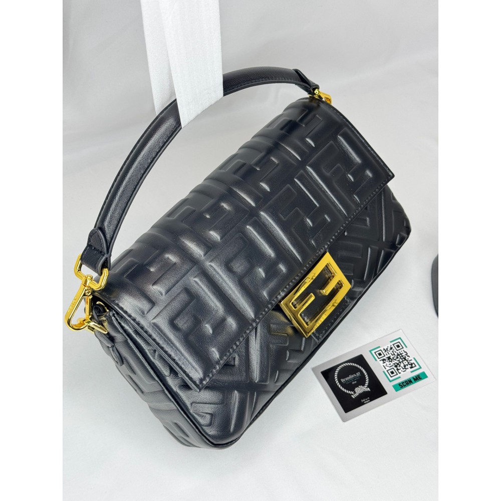 Fendi Baguette 26x5x15cm black leather Προσφορές