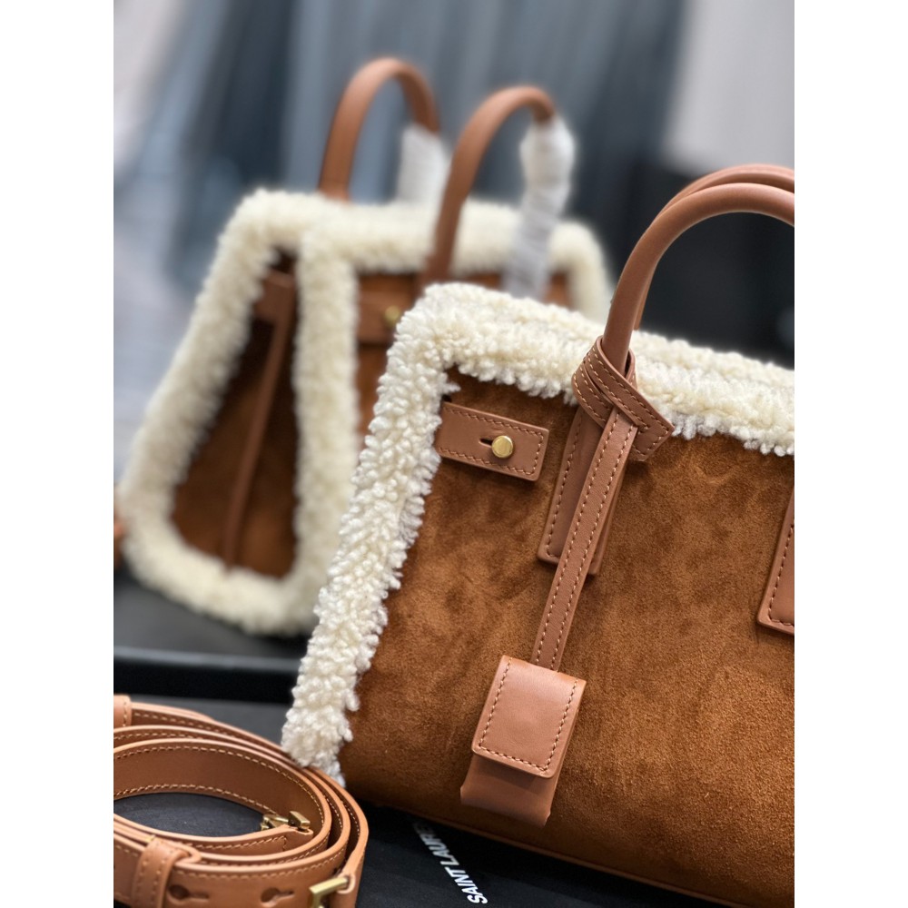 Ysl sac de jour 22x18x10.5cm nano suede shearling Bags