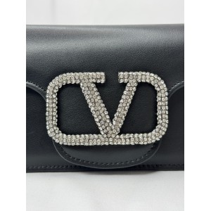 Valentino loco shoulder bag leather crystals black 20x11cm Bags