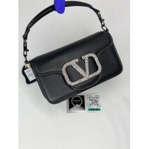 Valentino loco shoulder bag leather crystals black 20x11cm Bags