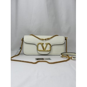 Valentino loco shoulder bag 27x13 white leather 100% Bags