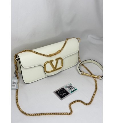 Valentino loco shoulder bag 27x13 white leather 100%
