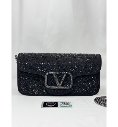 Valentino loco shoulder bag black crystals 27x13x6cm