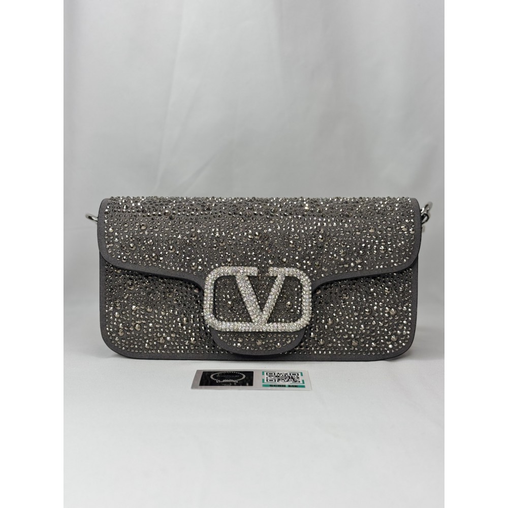 Valentino loco shoulder bag grey crystals 27x13x6cm Bags