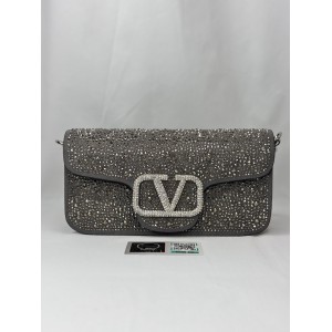 Valentino loco shoulder bag grey crystals 27x13x6cm Bags