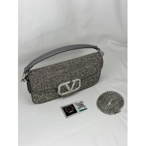 Valentino loco shoulder bag grey crystals 27x13x6cm Bags