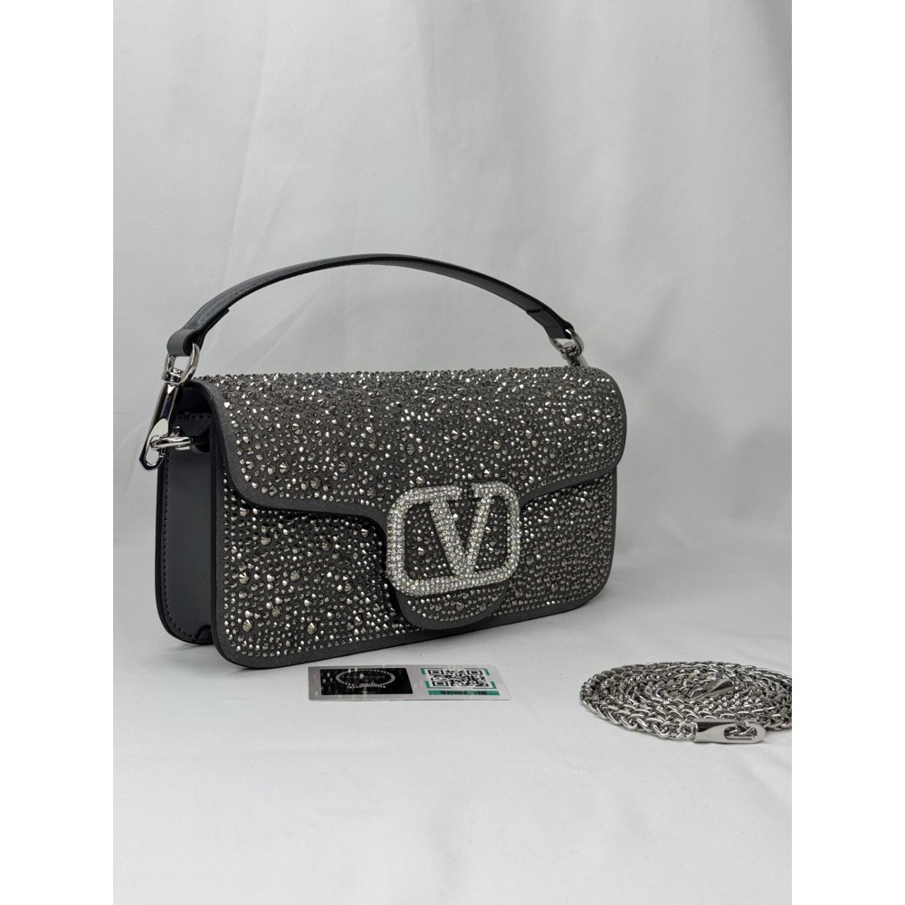 Valentino loco shoulder bag grey crystals 27x13x6cm Bags