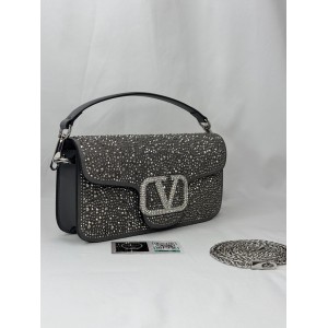 Valentino loco shoulder bag grey crystals 27x13x6cm Bags