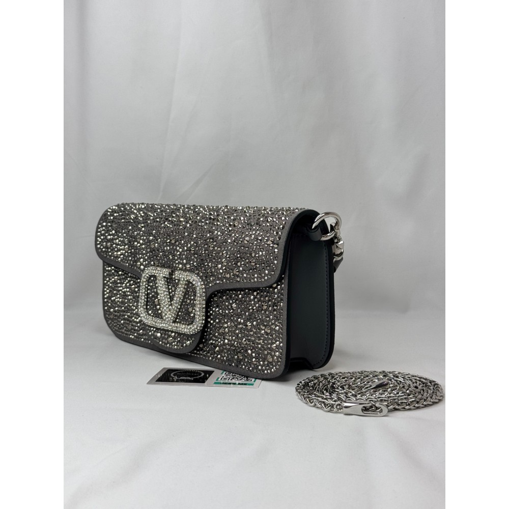 Valentino loco shoulder bag grey crystals 27x13x6cm Bags