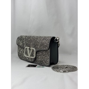 Valentino loco shoulder bag grey crystals 27x13x6cm Bags