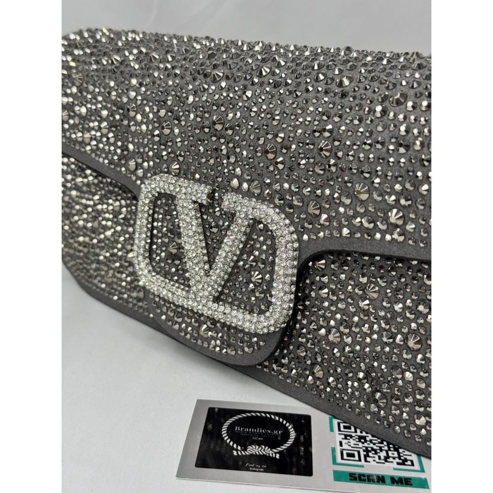 Valentino loco shoulder bag grey crystals 27x13x6cm Bags
