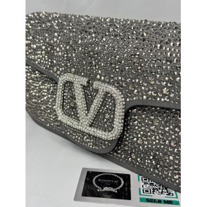 Valentino loco shoulder bag grey crystals 27x13x6cm Bags