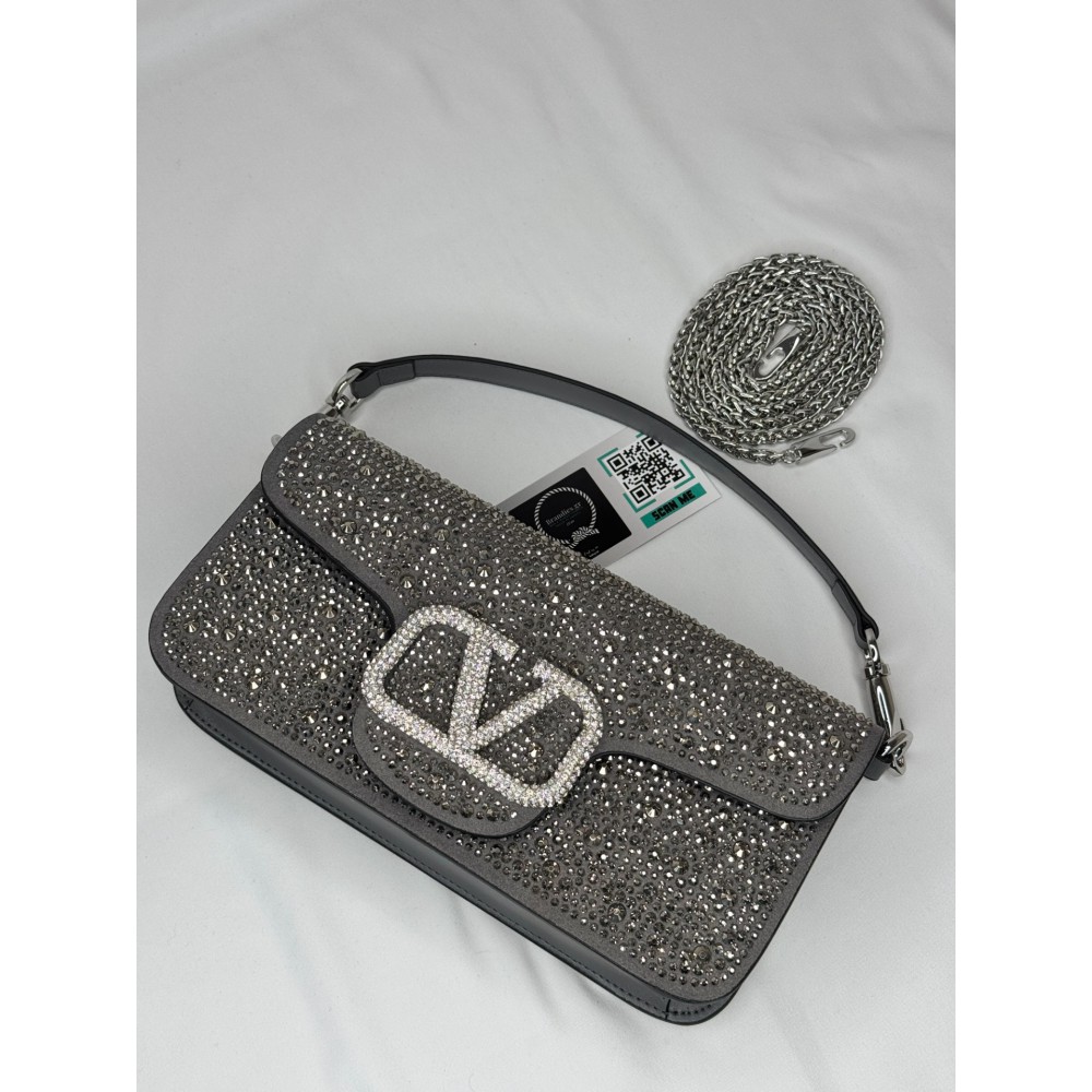 Valentino loco shoulder bag grey crystals 27x13x6cm Bags