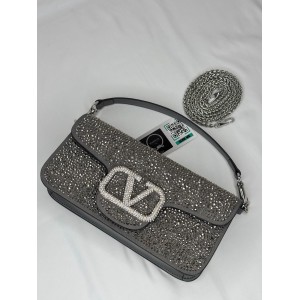 Valentino loco shoulder bag grey crystals 27x13x6cm Bags