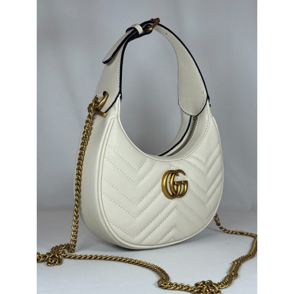 gucci marmont half moon 21x11x5 white leather Shoes