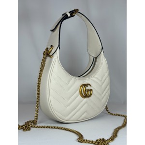 gucci marmont half moon 21x11x5 white leather Shoes